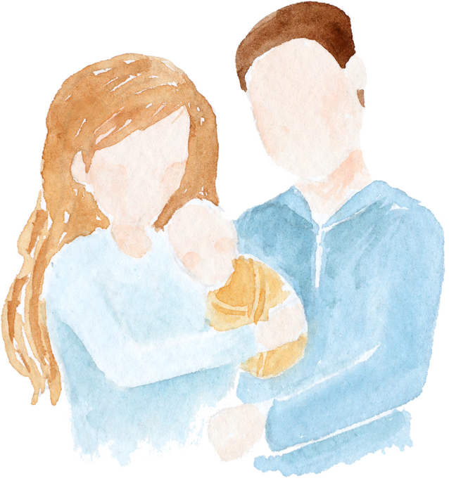 Family Portrait Watercolor Illustration